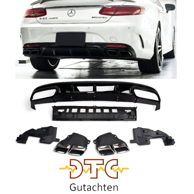 Mercedes S-Klasse C217 A217 Diffusor + Auspuffblenden (Chrom)